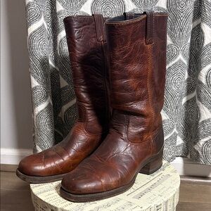 Code West Distressed Dark Brown Leather Campus Boots SZ 10